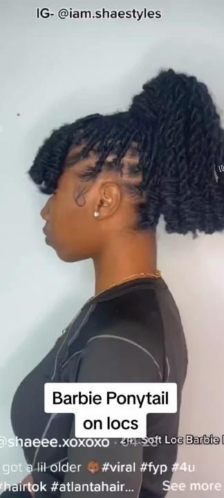 Women Loc Ponytail Styles, Barbie Ponytail With Swoop Locs, Invisible Loc Ponytail, Invisible Locs Barbie Ponytail, Soft Loc Barbie Ponytail, Braided Barbie Ponytail, Invisible Locs Ponytail, Barbie Ponytail With Locs, Locs Barbie Ponytail