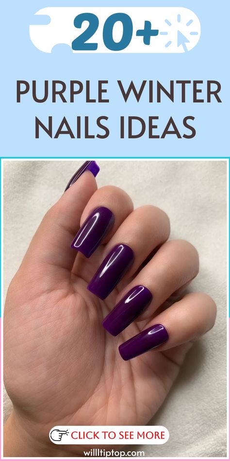 💅 Embrace the winter season with our fabulous Purple Winter Nails Ideas! Whether you're into deep grape hues or pastel lavender shades, we have the perfect nail colors to keep your manicure looking fabulous. Elevate your nail game this winter with our top picks for Purple hues. #WinterNails #PurpleNailInspiration Purple Nails For Winter, Gel Nail Ideas Purple, Purple Holiday Nails Winter, January Purple Nails, Purple Nails With Snowflakes, Purple January Nails, Bright Nails For Winter, Purple Winter Nails Acrylic, Purple Winter Nail Ideas