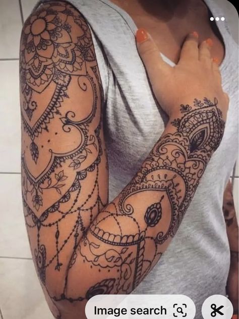 Lace Sleeve Tattoo, Tattoo Buddhist, Mandala Sleeve Tattoo, Lace Shoulder Tattoo, Lace Sleeve Tattoos, Mandala Arm Tattoos, Hamsa Hand Tattoo, Phoenix Tattoo Feminine, Black And Grey Tattoos Sleeve