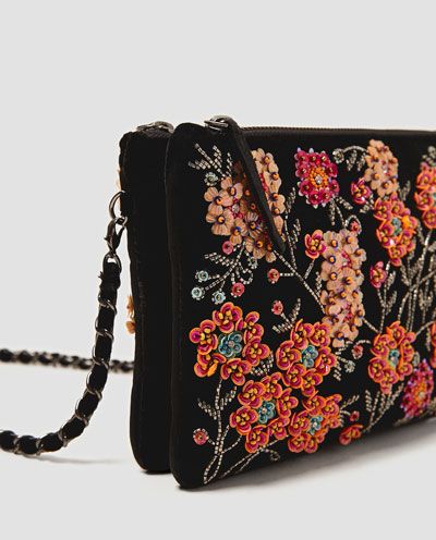 EMBROIDERED VELVET HANDBAG from Zara Embroidery Stones, Velvet Handbag, Embroidery Purse, Embroidery Hoop Wall Art, Velvet Purse, Embroidered Handbag, Embellished Bags, Embroidered Clutch, Embroidered Velvet