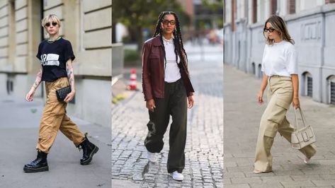 How to style cargo pants: 7 great ways to wear the look | Woman & Home High Top Nike, Casual Brunch Outfit, How To Style Cargo Pants Women, How To Style Cargo Pants, Sneaker Outfits Women, Style Cargo Pants, Combat Trousers, Baggy Cargo Pants, Cargo Pants Outfit