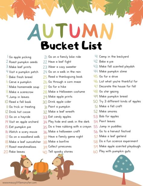 Autumn To Do List, Fall Bucket List Printable, Autumn Bucket List, Thanksgiving Books, Halloween Costumes To Make, Winter Bucket List, Fun Fall Activities, Fall Bucket List, Fun Activities To Do