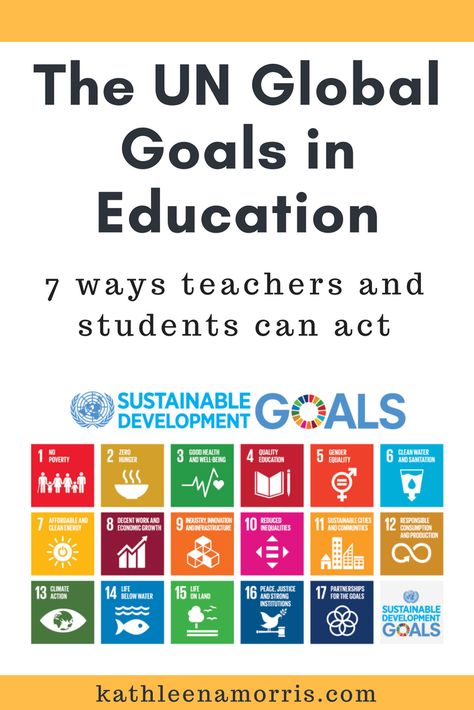 This post explains what the Global Goals are and gives some ideas on how students and teachers can take action on these goals. | Kathleen Morris Primary Tech Global Goals Activities, 17 Sdg Goals, Sdg Goals, Sustainable Education, Sustainable Goals, Un Global Goals, Goal Activities, Sustainable Schools, Sustainability Education