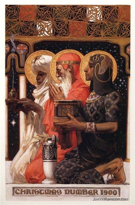 Joseph Christian Leyendecker (1874-1951), illustrateur américain. Les Rois Mages, 1900. Three Magi, The Three Kings, Roi Mage, We Three Kings, Ancient Hebrew, Christmas In Heaven, Three Wise Men, Three Kings, Wise Men