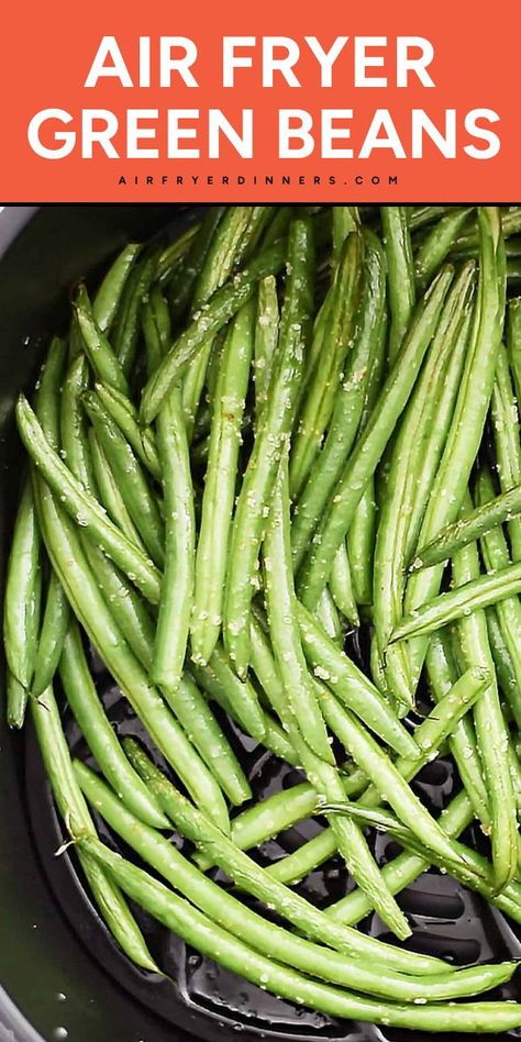 Want more easy air fryer side dishes? This Air Fryer Green Beans recipe features French green beans, oil, Kosher salt, garlic powder, and black pepper. Make this tender and nutritious veggie side dish for any meal! Cooking Frozen Green Beans, Fried Green Bean Recipes, Air Fryer Green Beans, Air Fried Green Beans, Foil Meals, Seasoned Green Beans, Crispy Green Beans, Parmesan Green Beans, Green Beans Recipe