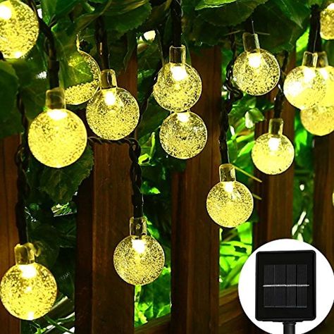 Garden Christmas Decor, Fairy Lights Garden, Warm White Fairy Lights, Outdoor Lighting Design, White Fairy Lights, String Ball Lights, Patio String Lights, Globe String Lights, Led Fairy Lights