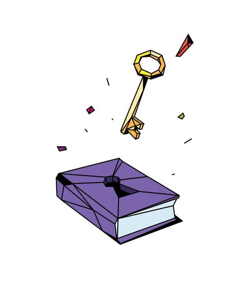 Illustration of a closed book and key. Vector. Flat style. Illustration for poster, print and website. The discovery of new knowledge. Tutorial. Discovery Illustration, New Knowledge, Flat Style, Book Illustration, Fashion Flats, Vector Art, Poster Print, Vector Free, Clip Art