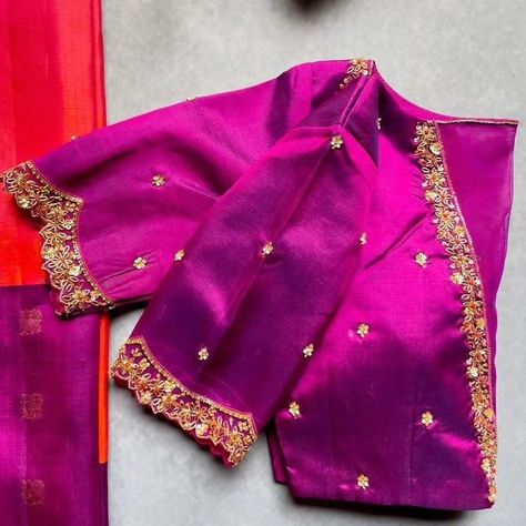 Dm@96404 90158 Designer maggam work blouse Fabric: Halfpattu /Rawsilk Dispatch: 3days Price : 2400unstiched . 2950stitched Colours and sizes can be customised accordingly Zardosi Blouse, Embroidery Blouse Saree, Hand Embroidery Blouse, Pink Saree Blouse, Green Blouse Designs, Ready Made Blouse, Maggam Blouse, Hand Embroidered Blouse, Sari Design