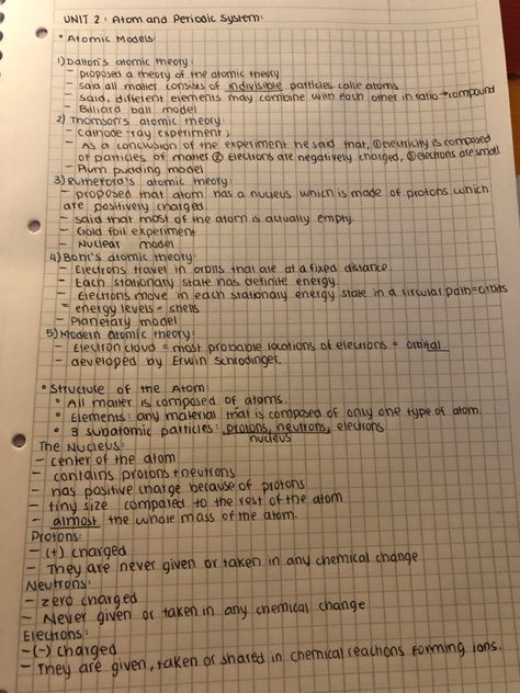 Atom Notes, Model Of Atom, Plum Pudding Model, Atomic Theory, Human Biology, Work Lifestyle, Improve Handwriting, Chemistry Notes, Plum Pudding