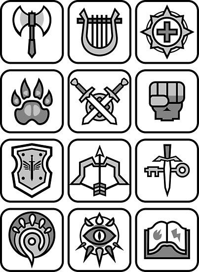 Dnd Classes Symbols, Dnd Map Icons, Dnd Class Icons, Dnd Class Symbols, Dnd Icon, Rogue Tattoo, Dnd Symbols, Fantasy Classes, Game Card Design