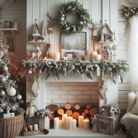 cozy white cottage christmas living room decor, white cottage farm christmas decor, neutral white christmas decorating ideas, english cottage christmas decor, christmas mantel decorating ideas, cozy white cottage living room, christmas mantel decor, cozy white cottage inspiration, ways to get the cozy white cottage christmas look, liz marie galvin christmas White Rustic Christmas Decor, English Cottage Christmas, Christmas Fireplace Mantels, Snowy Christmas Tree, Christmas Farm, Cottage Inspiration, Christmas Decorations Living Room, Cottage Christmas, Christmas Mantel Decorations