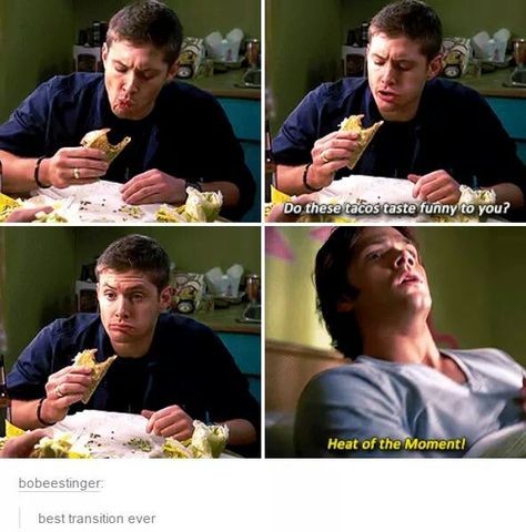 Best transition of all time Casifer Supernatural, Sam And Ruby, Impala 67, Funny Supernatural, Supernatural Memes, 10 Funniest, Heart To Heart, Supernatural Funny, Supernatural Cast