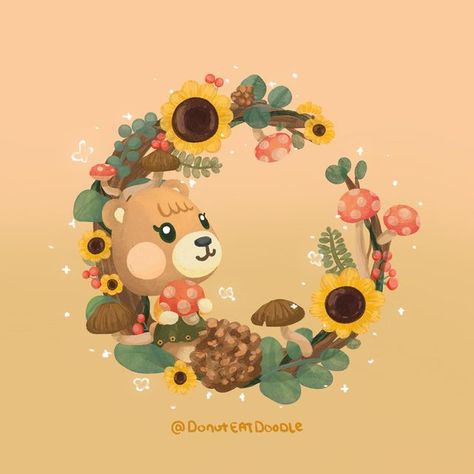 Acnh Fall Wallpaper, Maple Acnh, Maple Animal Crossing, Acnh Mushroom, Acnh Fanart, Cottage Core Animal Crossing, Fall Cottagecore, Autumn Animals, Animal Crossing Fan Art