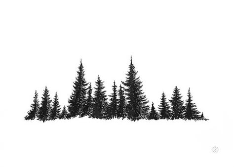 Tree Line Tattoo, Tattoos Mandala, Forest Silhouette, Forest Tattoos, Tree Tattoo Designs, Nature Art Drawings, Mountain Drawing, Silhouette Tattoos, Redwood Tree