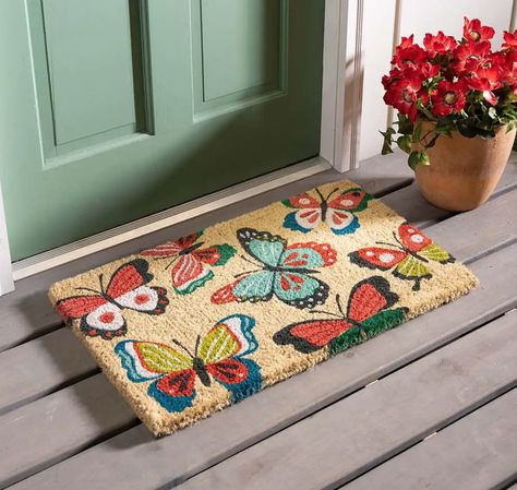 Happy February! We're thinking SPRING with this fun and functional 🦋 butterfly🦋 doormat, made from durable coir fibers. It's sure to hold up to all the rain and mud spring can bring! #WindandWeather #Doormat #Butterflies #Spring Arbors Trellis, Happy February, Dimensional Wall Art, Garden Plaques, Kitchen Patio, Dimensional Wall, Outdoor Door, Entryway Kitchen, Outdoor Wall Art