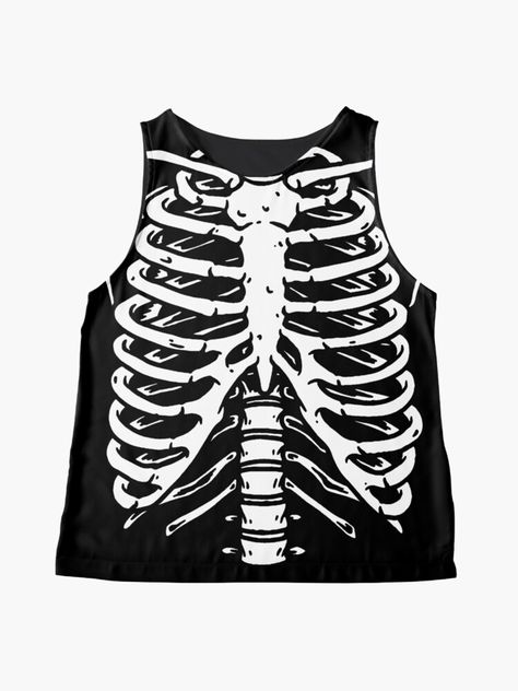 "Spooky Ribcage Skeleton" Sleeveless Top for Sale by RetroGear | Redbubble Ribcage Skeleton, Michael Graves, Skull Top, Skeleton Shirt, Shirt Png, Lovely Clothes, Inspired Fashion, Wearing Clothes, Sleeveless Shirt