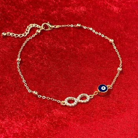 Infinity Evil Eye Charm Bracelet AnkleT, Gold Plated Evil Eye Anklet, Evil Eye Jewelry, Greek Style Protection Amullette Bracelet, Third Eye by NalansJewellery on Etsy Evil Eye Jewelry Bracelet, Evil Eye Bracelet Silver, Evil Eye Anklet, Eye Charm Bracelet, Antique Silver Necklace, Anklet Gold, Foot Bracelet, Infinity Charm, Greek Style