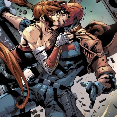 red hood and artemis Nightwing And Red Hood Matching Pfp, Jason Todd X Artemis, Red Hood And Artemis, Jason Todd And Artemis, Dc Comics Funny, Nightwing Red Hood, Jason X, Red Hood Jason Todd, Head Cannons