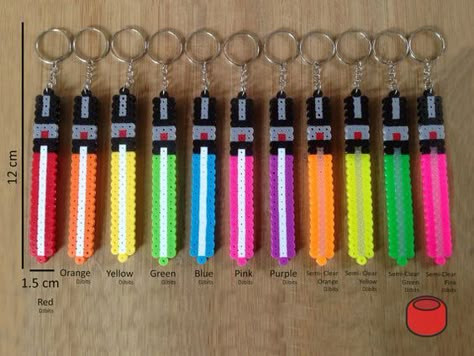 perler keychain | Star Wars Lightsabers Keychains and Magnets Made From Perler Beads ... Perler Beads Ideas, Hamma Beads Ideas, Easy Perler Bead Patterns, Perler Creations, Melty Bead Patterns, Pearl Beads Pattern, Easy Perler Beads Ideas, Hama Beads Design, Perler Bead Templates