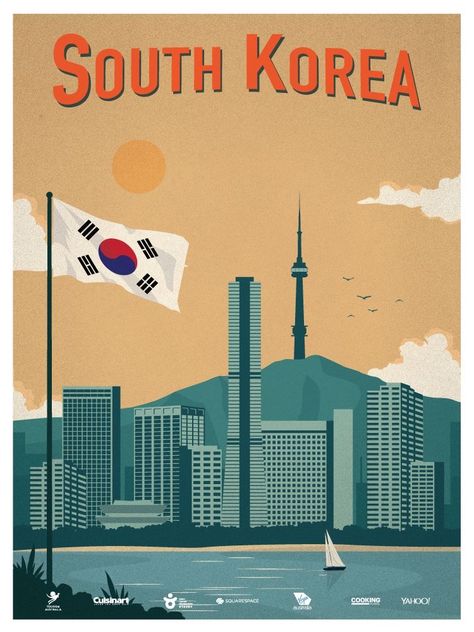 South Korea Poster, Korea Poster, Poster Graphics, Poster Vintage Retro, Gyeongju, Travel Canvas, Travel Poster Design, South Korea Travel, Retro Travel Poster