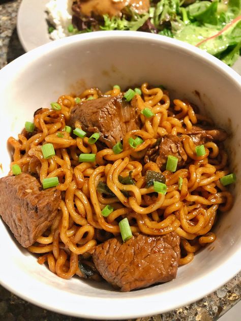 Jjapaguri (Ram-Don) Shiya Ram, Ram Don Korean Recipe, Difference Between Ram And Rom, Ram Sculpture, Ram Accessories, Spicy Seasoning, Instant Noodles, Ribeye Steak, Beef Ribs