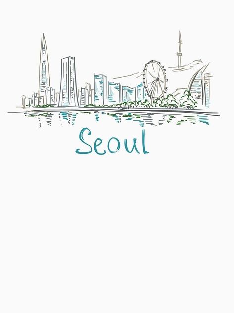 Drawing Korean, Furniture Illustration, Iphone Wallpaper Bright, Long Painting, Korea Wallpaper, Korean Painting, Diy Travel Journal, South Korea Seoul, South Korea Travel