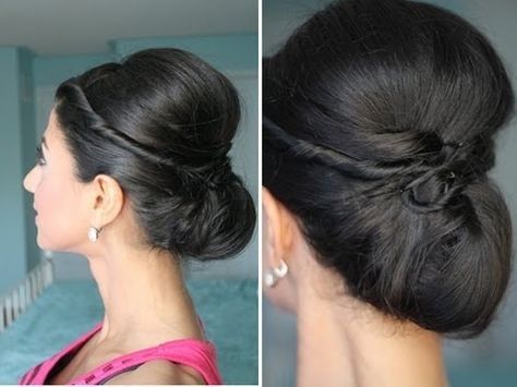 Simple+Chic+Updo Cinnamon Roll Hair, Roll Hair, Chic Updo, Easy Work Hairstyles, Luxy Hair Extensions, Luxy Hair, Easy Bun Hairstyles, Hair Bun Tutorial, Cinnamon Bun