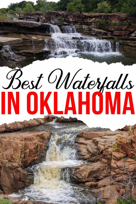 17 Best Waterfalls in Oklahoma - A Cowboys Life Oklahoma Waterfalls, Beavers Bend State Park, Wichita Mountains, Oklahoma Travel, Chasing Waterfalls, Centennial Park, Cascade Waterfall, Grand Lake, Small Waterfall