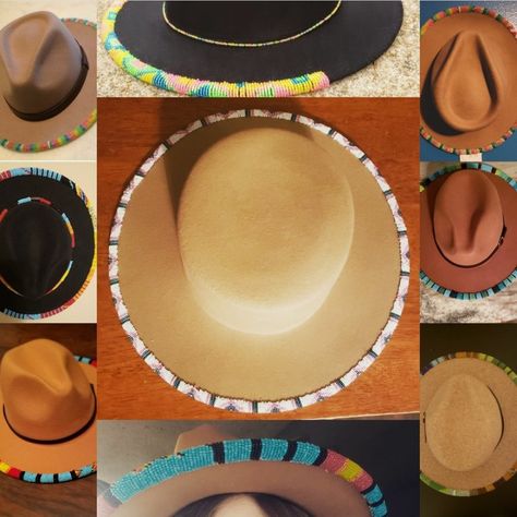 Beaded Hats, Beaded Hat Bands, Beaded Hat, Native Beadwork, Wide Brim Fedora, Native American Beading, Indian Decor, Western Hats, Felt Hat