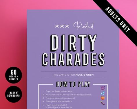 Hey, I found this really awesome Etsy listing at https://www.etsy.com/listing/1113567549/adults-only-dirty-charades-bachelorette Game Bachelorette Party, Baby Shower Quiz, Charades Cards, Bachelorette Game, Emoji Quiz, Modern Baby Shower Games, Best Christmas Songs, Charades Game, Christmas Games For Family