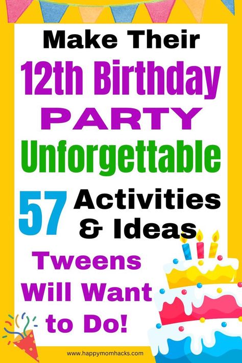 Best 12th birthday party ideas, games, themes & activites for this picky tween age group. Look through our list of 57 party activities for boys & girls & find the perfect party theme for your child. Plus cheap decorations, a free printable party planner & more. Everything you need to plan the Ultimate 12-year-old birthday party. Birthday Party Ideas Games, Free Printable Party Planner, Easy Birthday Party Games, Preteen Birthday, Cheap Decorations, 12th Birthday Party Ideas, Girls Birthday Party Games, Girls Party Games, Backyard Birthday Parties