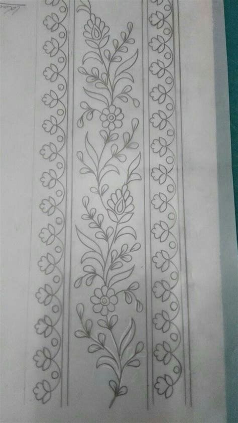 Hand Embroidery Tracings - Aari/Maggam Work - Knotty Threadz % % Aari Work Motifs, Embroidery Pattern Design, Border Embroidery Designs, Bead Embroidery Patterns, Border Embroidery, Hand Work Embroidery, Embroidery Neck Designs, Pola Sulam, Embroidery Flowers Pattern