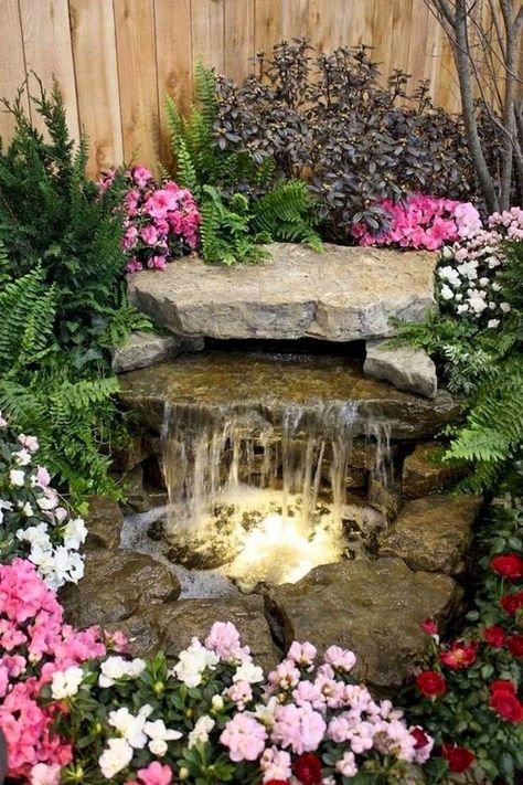 Taman Air, Garden Water Feature, Pond Landscaping, Backyard Water Feature, Waterfalls Backyard, Small Backyard Gardens, Water Features In The Garden, Ponds Backyard, Landscape Plans