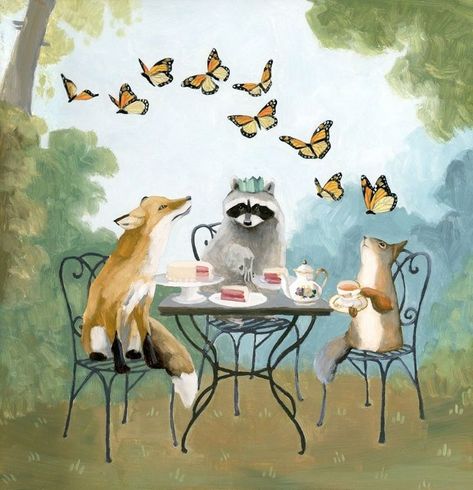 Animal Tea Party, Cake And Tea, Series Of Paintings, Animal Painting, Woodland Animal, Painting Edges, Portsmouth, Woodland Animals, The Little Things