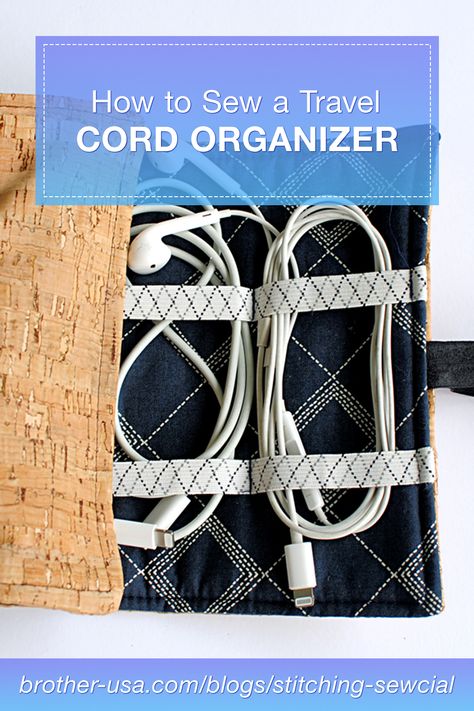 Cord Keeper Pattern, Sewing Cord Organizer, Cord Keepers To Sew, Diy Cord Organizer, Cord Organizer Sewing Pattern, Cord Organization Storage, Diy Travel Organizer, Cord Holder Sewing Pattern, Travel Cord Organizer Diy