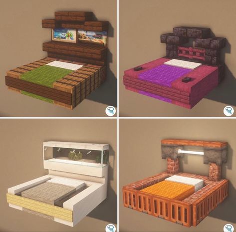 minecraft Minecraft Bed Designs, Minecraft Bedding, Minecraft House Interior, Minecraft Decor, Minecraft Bed, Minecraft Create, Minecraft Decoration, Rumah Minecraft Sederhana, Minecraft Mansion