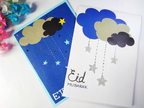 Diy Eid Cards, Aid Al Adha, Eid Greeting Cards, Ramadan Cards, Eid Card, Eid Mubarak Card, Eid Card Designs, Eid Crafts, Card Design Handmade