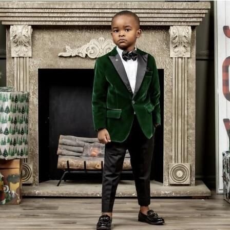 Green Velvet Boys Suits For Wedding Clothing Kids Birthday Party Formal Outfits Sets Ring Bearer Attire (Jacket +Pants) Kids Wedding Outfits Boys, Green Tux, Velvet Blazer Outfit, Ring Bearer Attire, Ring Bearer Suit, Kids Wedding Outfits, Suits For Wedding