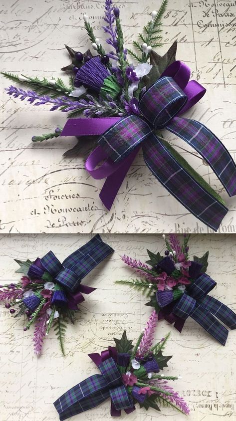 Wedding Button Holes, Scottish Wedding Themes, Scottish Wedding Traditions, Tartan Wedding, Burns Night, Celtic Wedding, Scottish Thistle, Scottish Wedding, Button Holes