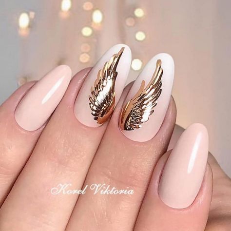 Gold Angel Wings #NailArt ⋆✷ 🎀 𝒩𝒶𝒾𝓁_𝒜𝓇𝓉_𝒩💮𝑔𝓉𝒾 🎀 ✷⋆ on Instagram: 💥@Nail_Art_Nogti Angel Nails, Latest Nail Designs, Gold Nail Art, Gold Nail, Latest Nail Art, Diy Nail Designs, Summer Nails Colors, Christmas Nail Designs, Nail Inspiration