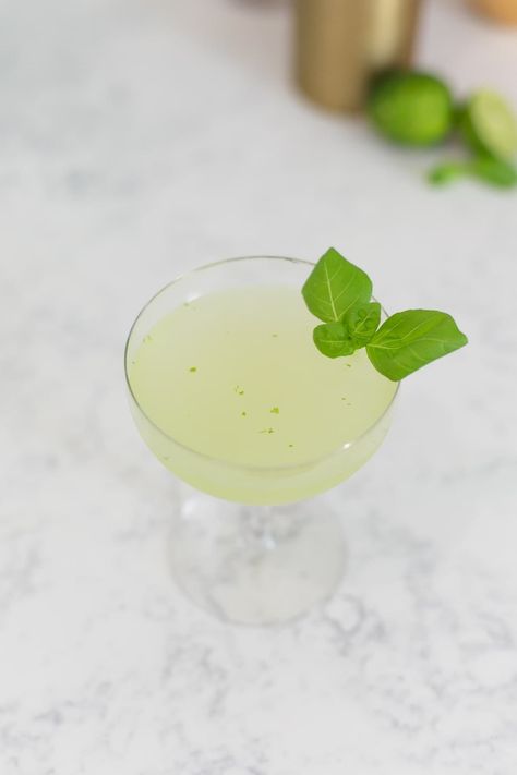 A Basil Gimlet cocktail is perfect for welcoming warm days! Gin, basil, and lime make a refreshing and simple cocktail. This easy recipe will become one of your favorites to sip on a relaxing afternoon. Great for mixing at home, for parties, or for friends. Click for the recipe. Basil Gimlet, Make Your Own Gin, Gin Gimlet, Easy Gin Cocktails, Best Gin Cocktails, Gimlet Cocktail, Beefeater London, Simple Cocktail, Best Gin