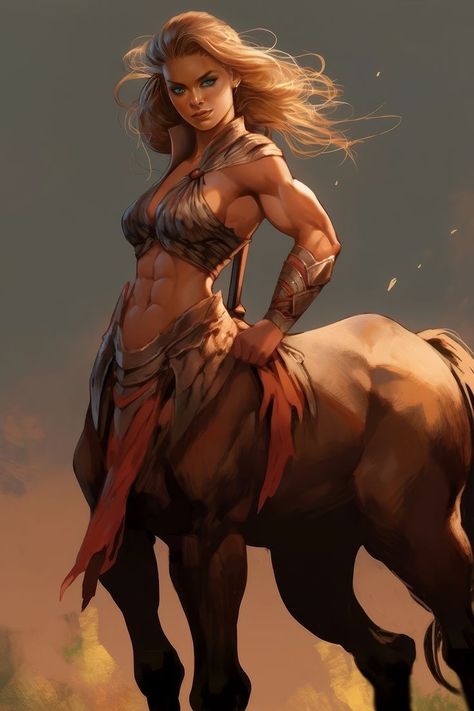 Female Centaur, Mythical Creatures Fantasy, Fantasy Races, Dungeons And Dragons Characters, Tableau Art, Fantasy Creatures Art, Mythological Creatures, Fantasy Warrior, Fantasy Rpg