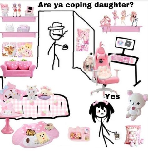 Are Ya Coping, Kawaii Core, Pink Girly Things, Hello Kitty Pictures, Hello Kitty Items, Hello Kitty Collection, Kawaii Aesthetic, Cute Memes, Hello Kitty Wallpaper