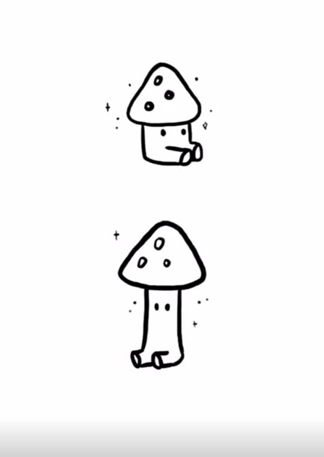 Cute And Easy Sketches Simple, Cute Doodles Easy Aesthetic Mushroom, Small Drawings Mushroom, Small Mushroom Drawing Simple, Lil Matching Tattoos, Easy Doodle Tattoos, Cute Simple Mushroom Drawings, Cute Small Easy Doodles Mushroom, Random Doodles Easy Cute