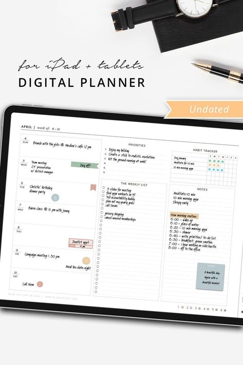 Digital undated planner in landscape with to do list, bullet journal goodnotes template for digital allinoneplanner #onenotedigitalplanner🍀. To Do List Bullet Journal, Student Weekly Planner, Journal Goodnotes, Daily Routine Planner, Super Organized, Goodnotes Template, Weekly Planner Free, Student Planner Printable, Digital Weekly Planner