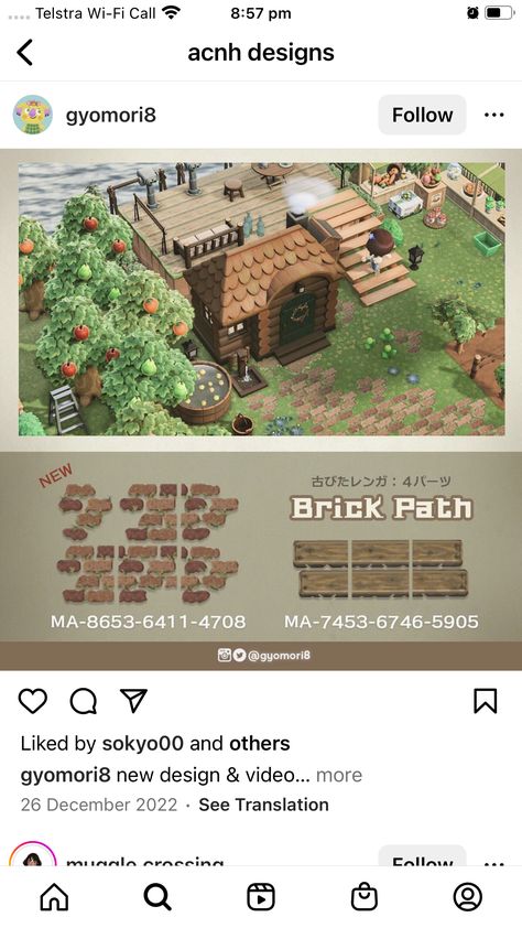 Acnh Overgrown Brick Path, Brick Animal Crossing Path, Grassy Brick Path Acnh, Acnh Worn Brick Path, Acnh Brick Path Code, Animal Crossing Brick Path Design, Acnh Brick Designs, Brick Path Animal Crossing, Acnh Brick Path Design