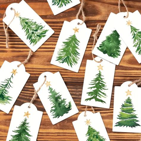 Christmas Pattern Tag - Temu Australia Christmas Tree Gift Tags, Ornament Tags, Etiquette Vintage, Vintage Christmas Gifts, Gift Wrap Tags, Merry Christmas Card Greetings, Watercolor Christmas Cards, Handmade Gift Tags, Paper Gift Tags