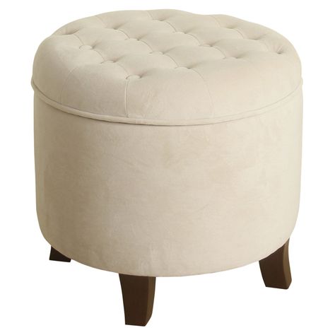 HomePop Round Tufted Storage Ottoman Cream Round Tufted Ottoman, Ottoman With Storage, Round Storage Ottoman, Foot Rest Ottoman, Tufted Storage Ottoman, Velvet Ottoman, Tufted Ottoman, Round Storage, Dorm Room Essentials