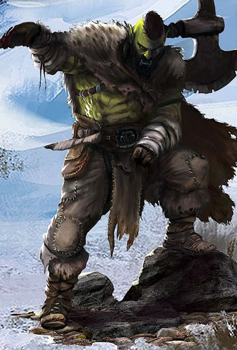 Orc Barbarian, Half Orc Barbarian, Dnd Orc, Barbarian Dnd, Half Orc, Orc Warrior, Pathfinder Character, Dungeons And Dragons Classes, Heroic Fantasy