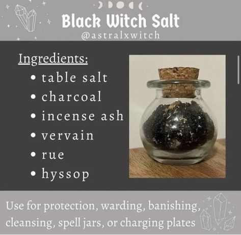 Black Witch Salt, Making Black Salt, Witches Black Salt Recipe, How To Make Black Salt Witchcraft, How To Make Black Salt, Witch Hacks, Black Salt Witchcraft, Salt Magick, Black Salt Recipe